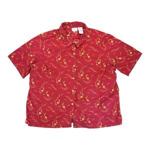 Bobbie Brooks Shirt Top Blouse‎ Size 18W/20W Womens Red Floral
